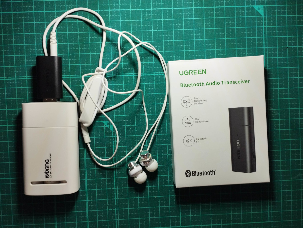 UGREEN Bluetooth Audio Transceiver CM523」長時間使えるワイヤレスイヤホンを作る | 迷惑堂本舗